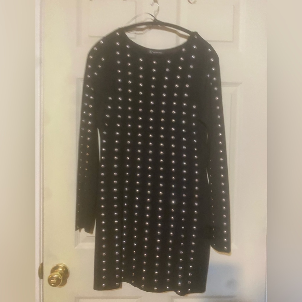 INC International Concepts Black Top with Metallic Details
